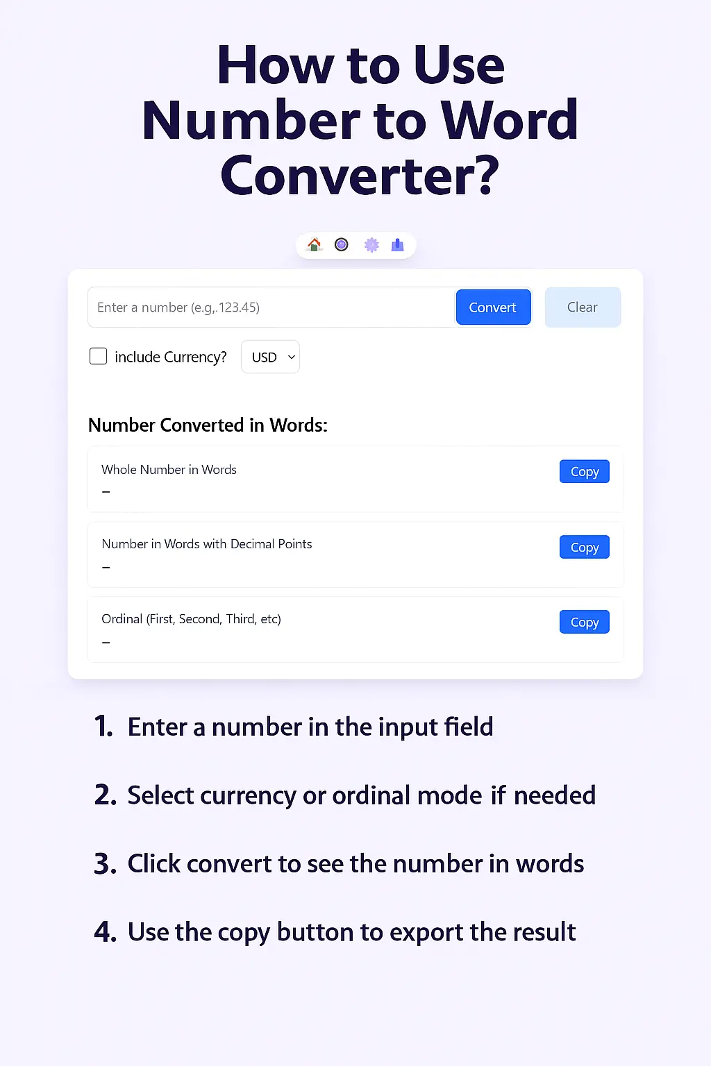 How to Use Number to Word Converter infographic
